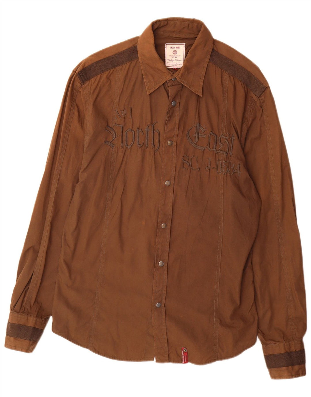 Camisa gráfica masculina Jack & Jones grande algodão marrom