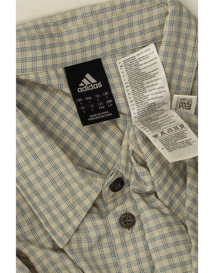 Camisa masculina Adidas grande poliéster xadrez bege