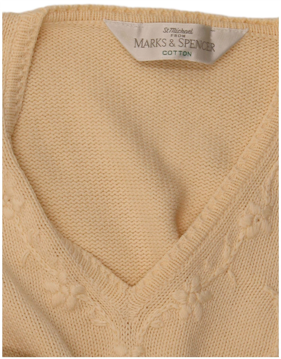 Suéter feminino Marks & Spencer com decote em V Reino Unido 12 médio bege floral