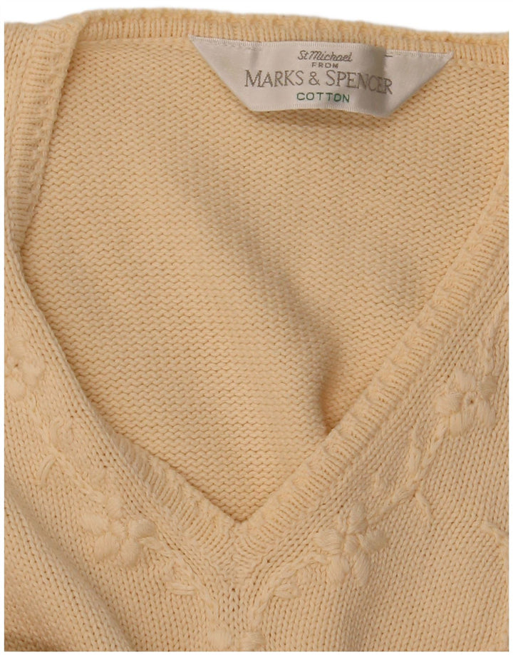Suéter feminino Marks & Spencer com decote em V Reino Unido 12 médio bege floral