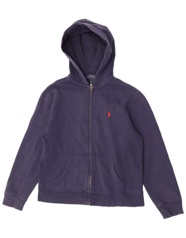 Polo Ralph Lauren Suéter masculino com capuz e zíper 14-15 anos grande azul marinho