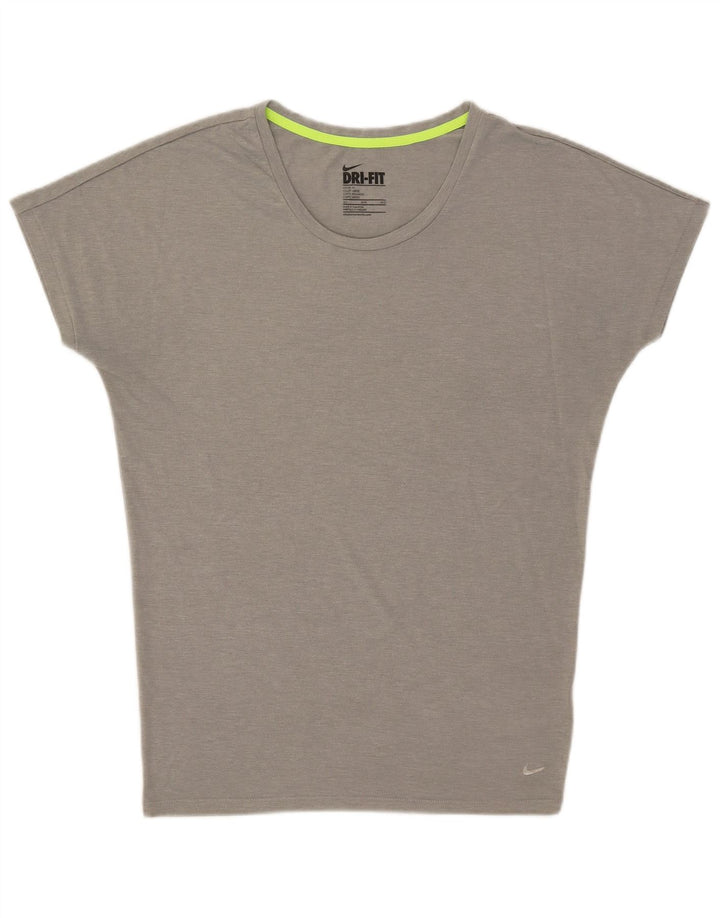 Camiseta feminina Nike Dri Fit Loose Fit Top cinza médio manchado de poliéster