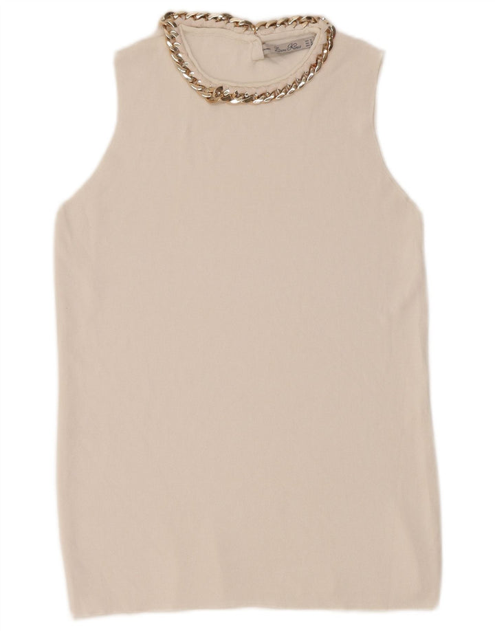 Zara Womens Vest Top UK 12 Médio Branco