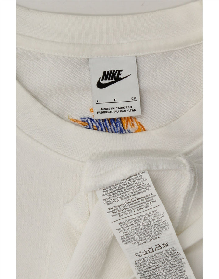 Nike masculino gráfico moletom jumper pequeno algodão branco