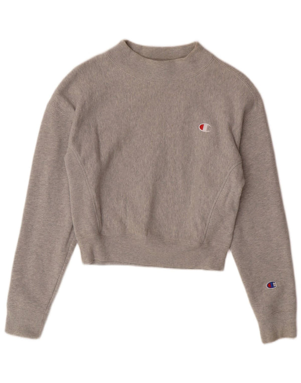 Suéter feminino Champion Reverse Weave Crop UK 6 XS algodão cinza