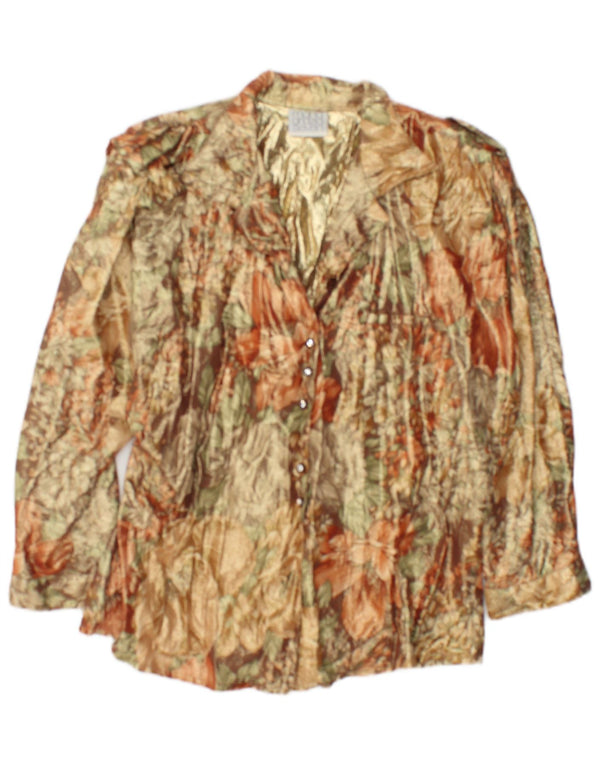 Blusa feminina Maria Grazia Severi Reino Unido 16 grande dourada floral