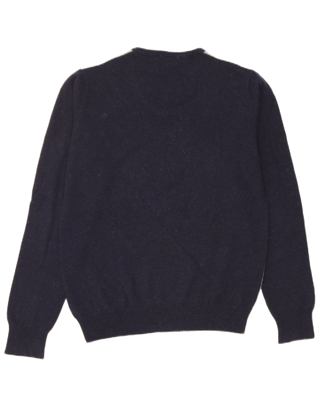 Suéter masculino Fila com decote em V, grande, azul marinho, lã de cordeiro
