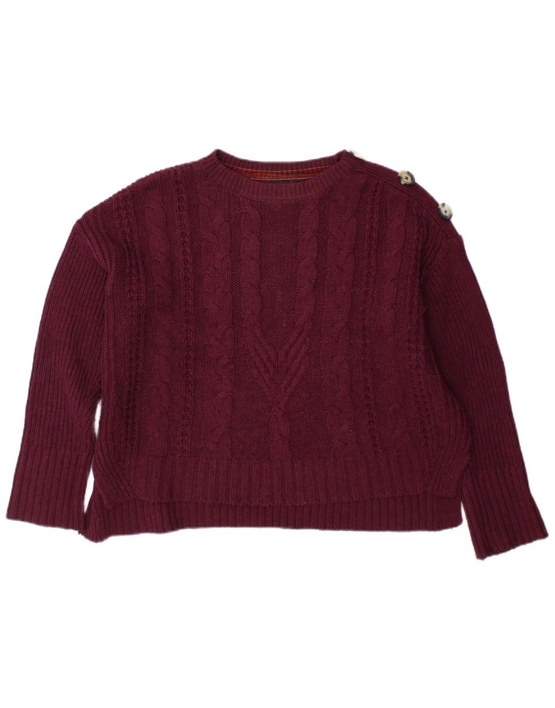 Suéter feminino Marks & Spencer com gola redonda Reino Unido 12 médio Borgonha