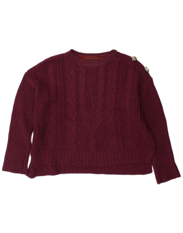 Suéter feminino Marks & Spencer com gola redonda Reino Unido 12 médio Borgonha