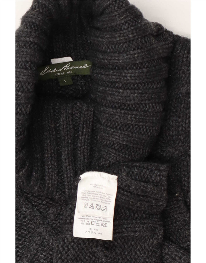 Suéter feminino Eddie Bauer com gola redonda e lã cinza grande Reino Unido 16