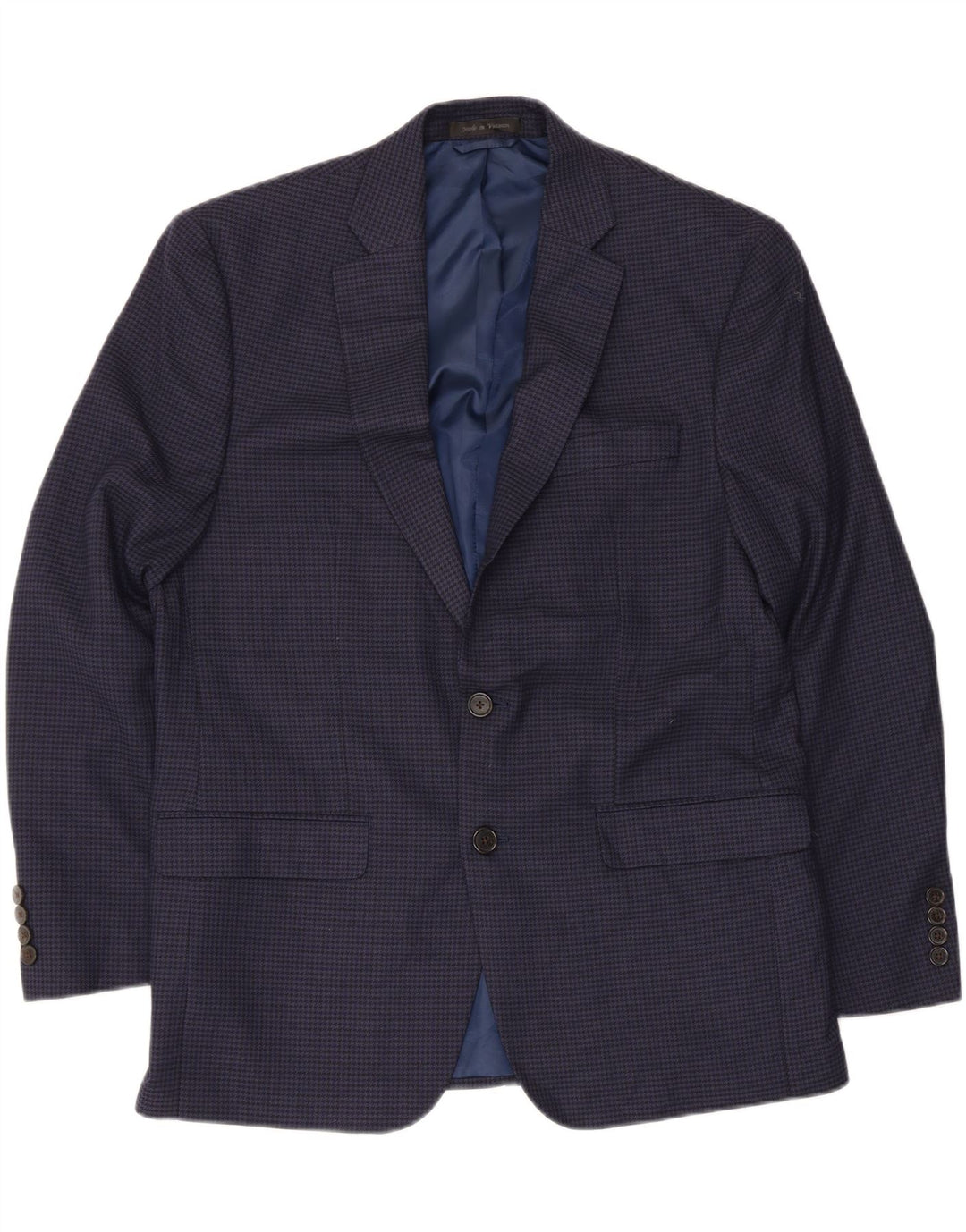 Jaqueta blazer masculina Chaps com 2 botões Reino Unido 40 médio azul marinho Houndstooth
