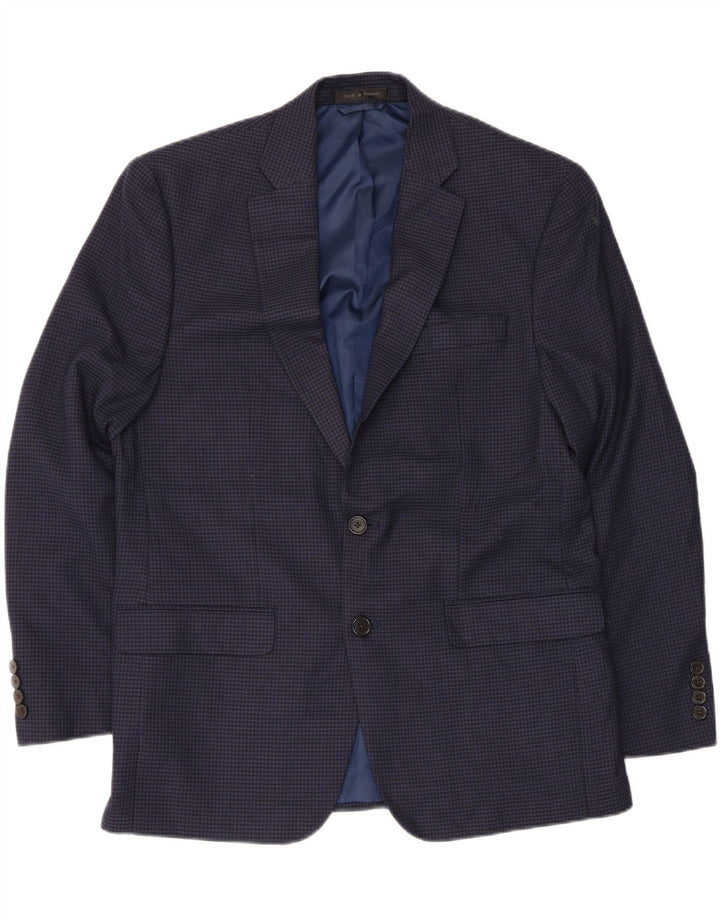 Jaqueta blazer masculina Chaps com 2 botões Reino Unido 40 médio azul marinho Houndstooth