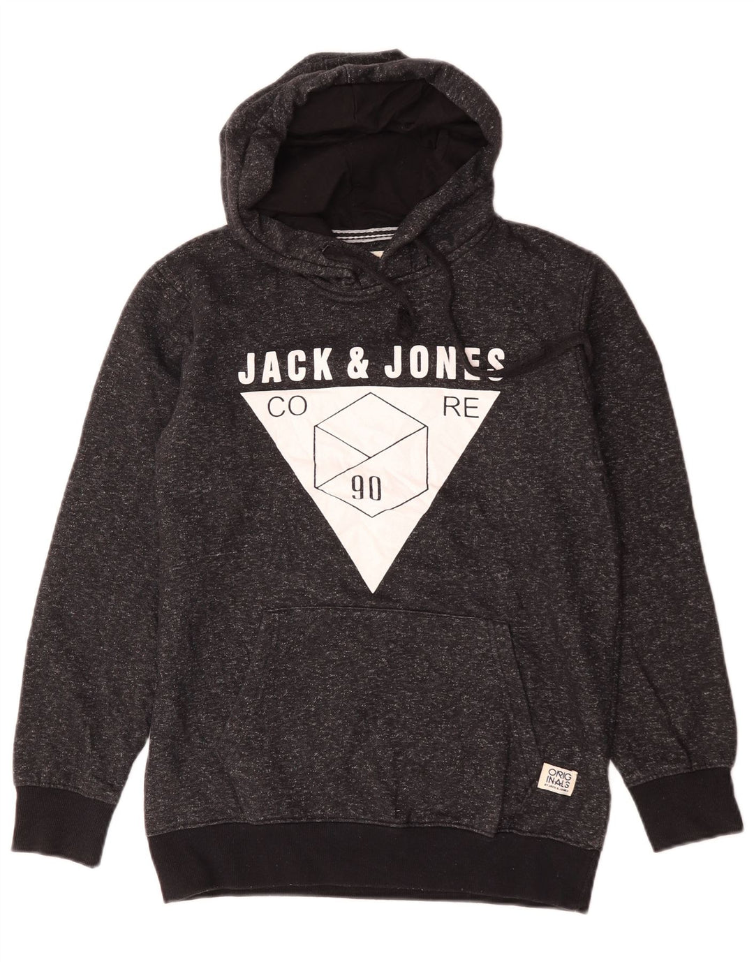 Jack & Jones moletom com capuz gráfico masculino médio preto manchado