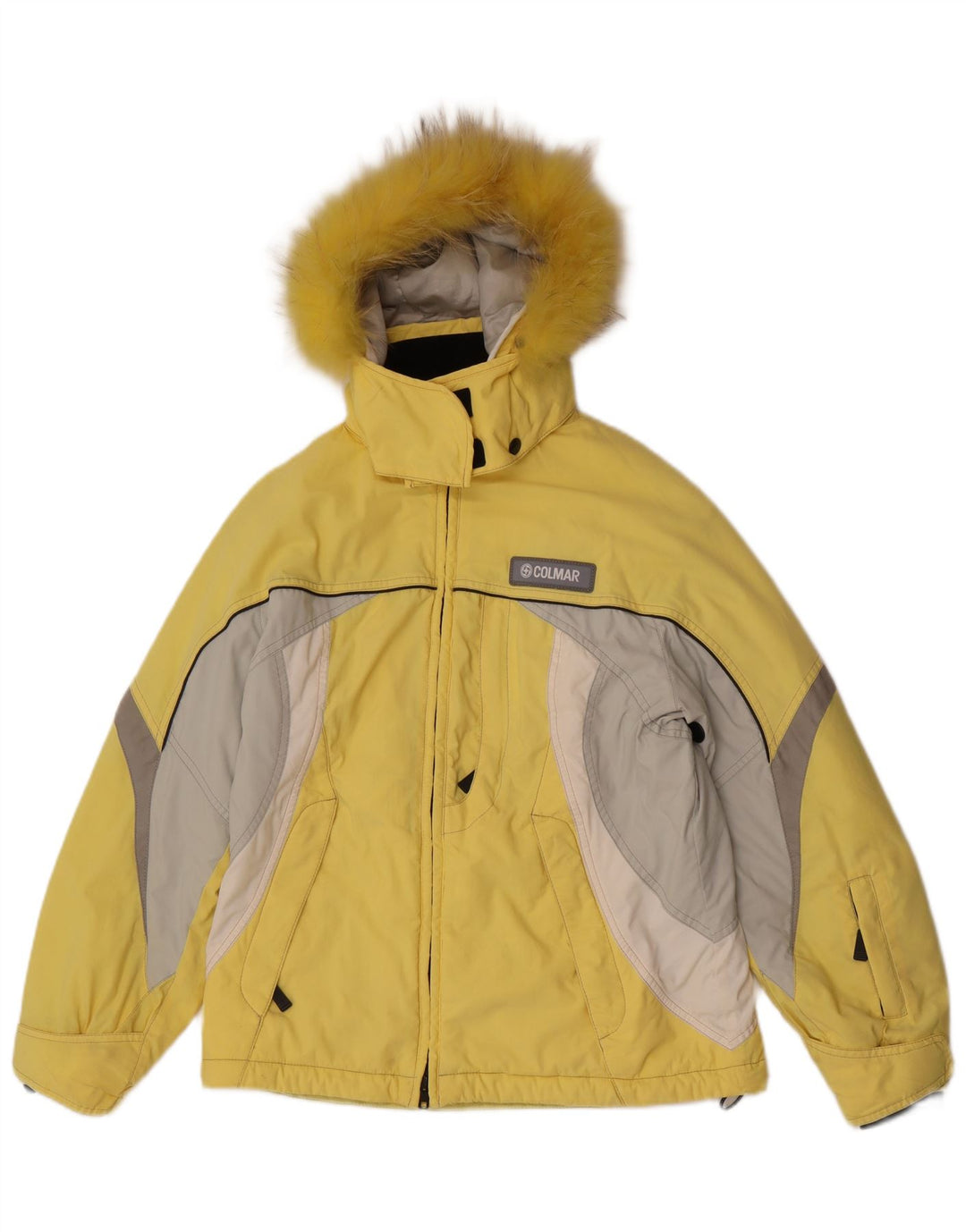 Jaqueta de esqui feminina com capuz Colmar EU 42 XL amarelo colorblock poliamida