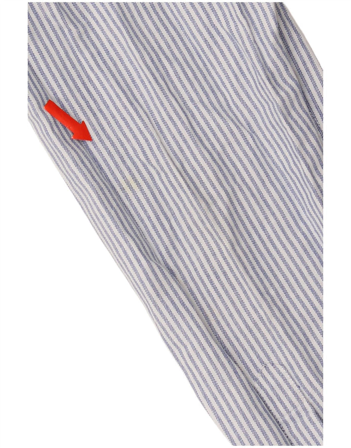 Camisa masculina Reiss grande algodão listrado azul