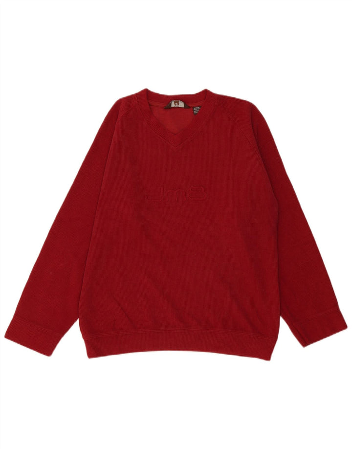 Suéter masculino Zara com decote em V gráfico médio algodão vermelho