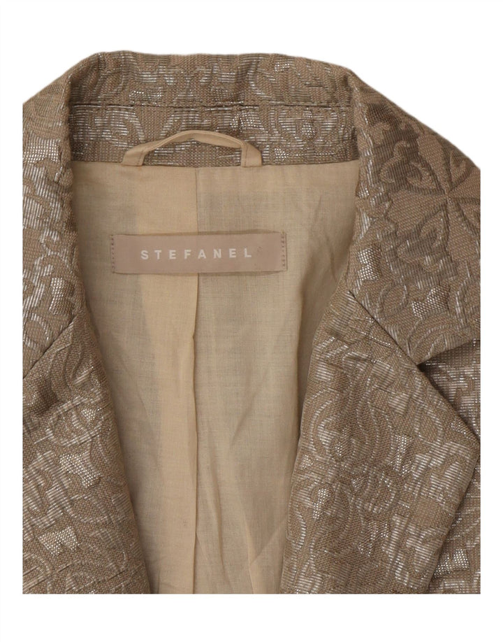 Jaqueta blazer feminina Stefanel com 1 botão EU 38 poliéster paisley bege médio