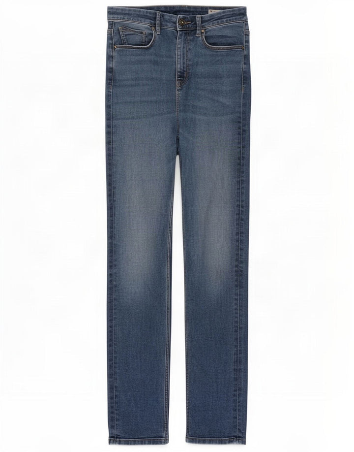 Calça jeans feminina Marks & Spencer Sienna Straight UK 12 médio W30 L31 azul