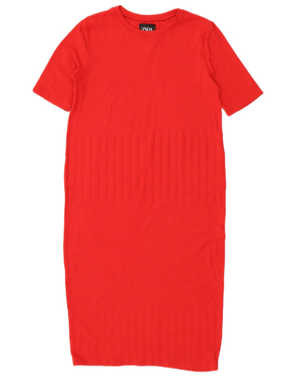 Vestido jumper feminino Zara de mangas curtas Reino Unido 14 grande vermelho
