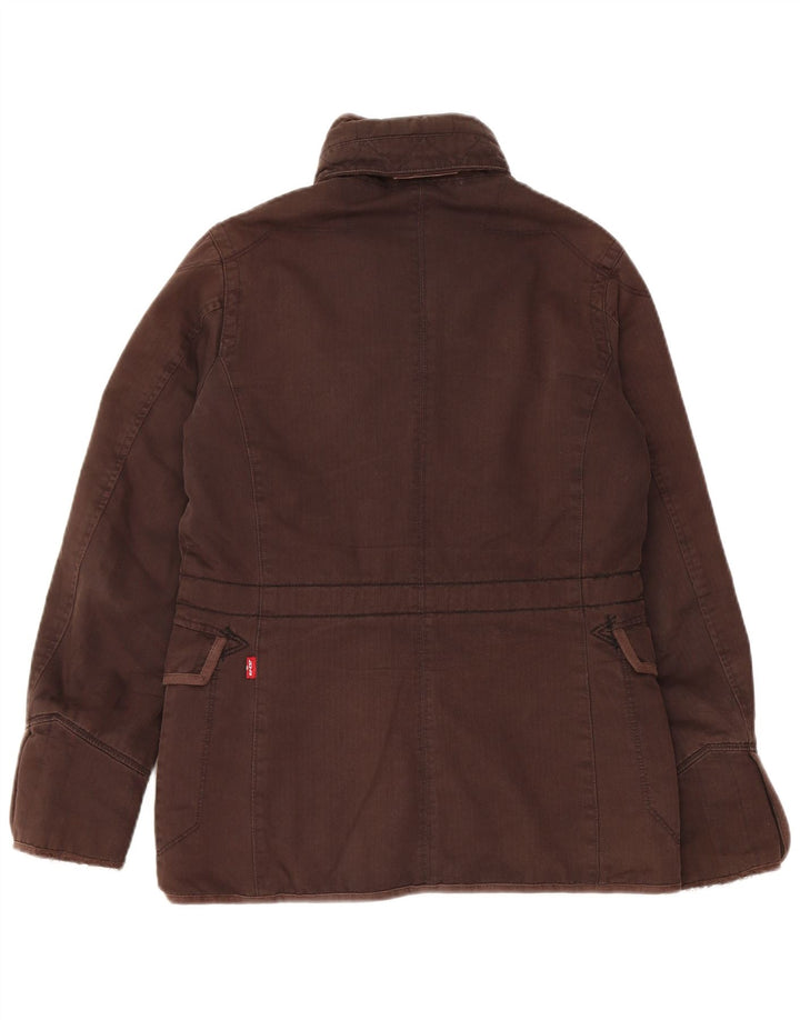 Jaqueta corta-vento feminina Levi's UK 10 pequena espinha de peixe marrom