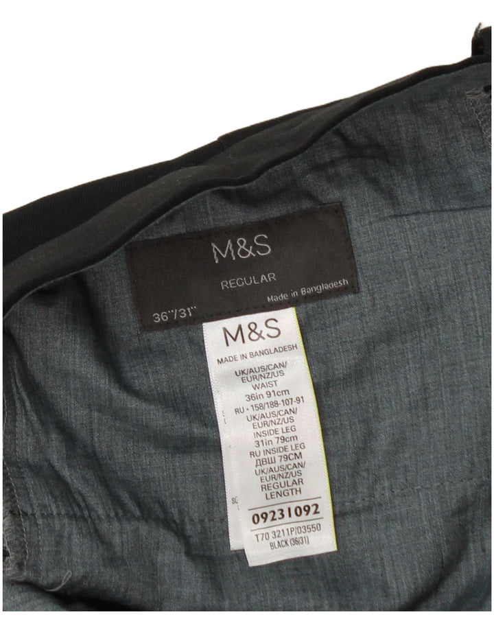 Calça masculina reta regular Marks & Spencer W36 L31 poliéster preto