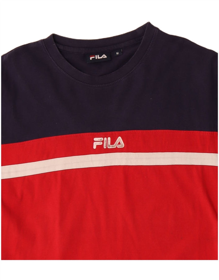 Camiseta masculina Fila Graphic Top médio vermelho algodão colorblock