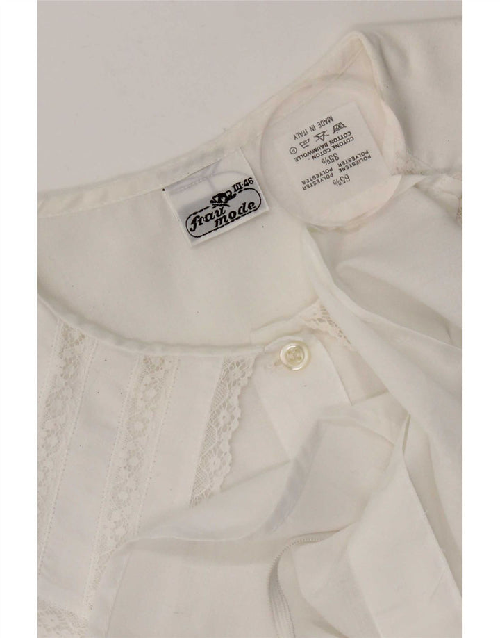 Blusa feminina vintage sem mangas IT 46 grande poliéster branco