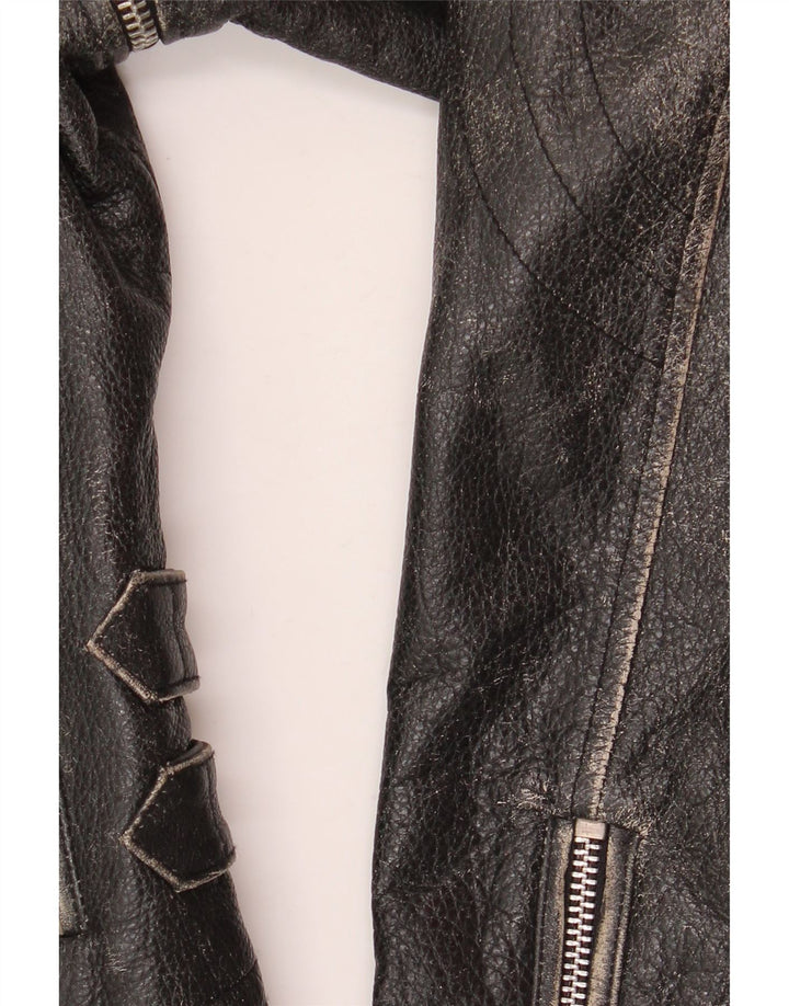 Jaqueta feminina Yuppie de couro curto para motociclista EU 38 couro preto médio