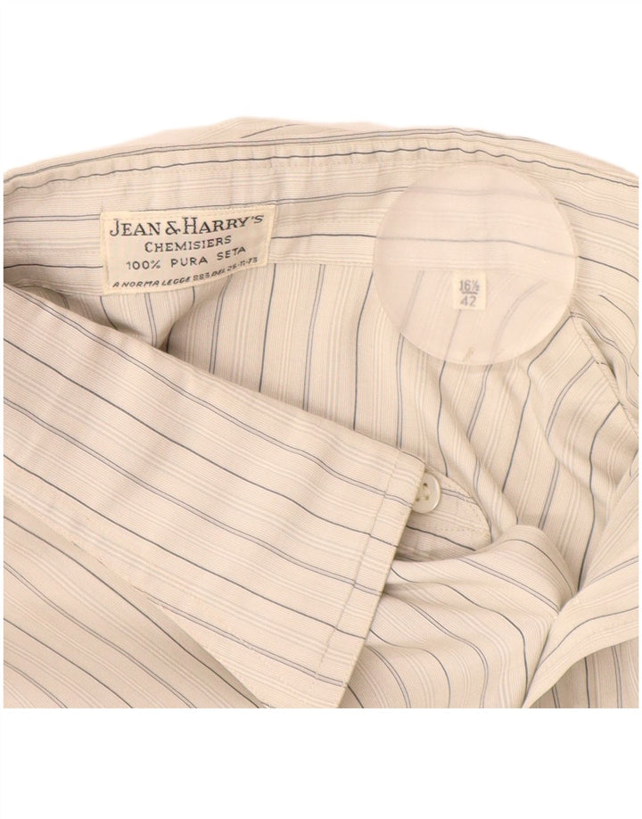 Camisa masculina vintage tamanho 42 16 1/2 seda listrada cinza grande