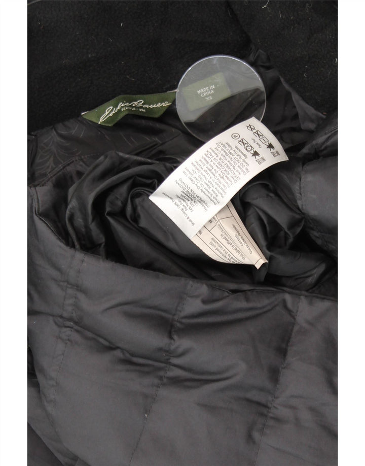 Casaco feminino EDDIE BAUER acolchoado com capuz grande UK 6 XS poliéster preto