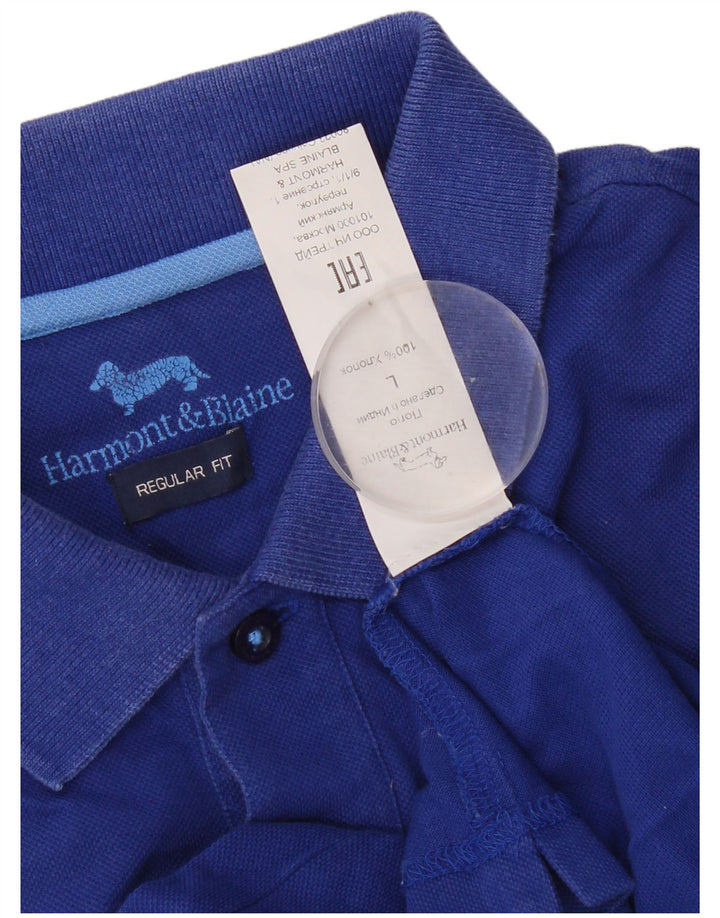 Camisa polo masculina Harmont & Blaine Regular Fit grande azul