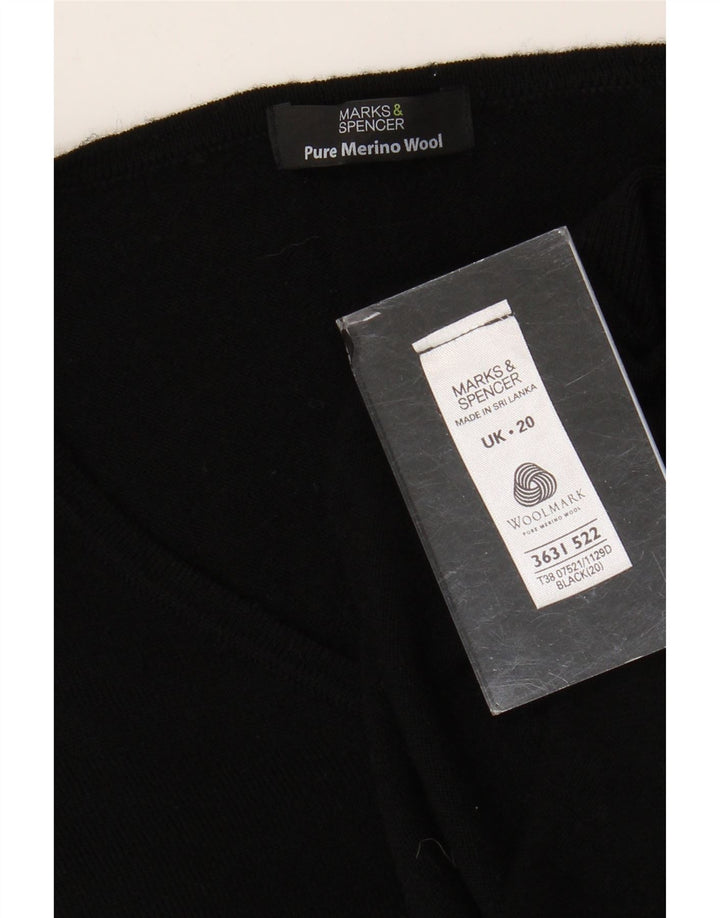 Suéter feminino Marks & Spencer com decote em V UK 20 2XL lã preta