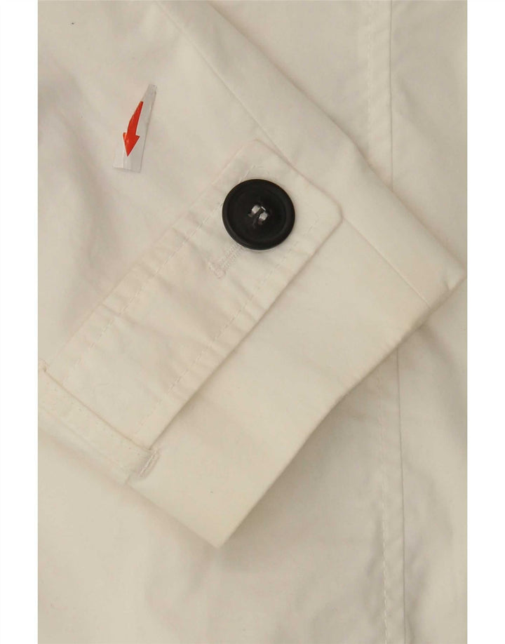 Casaco trench curto feminino Marks & Spencer Reino Unido 16 grande algodão branco