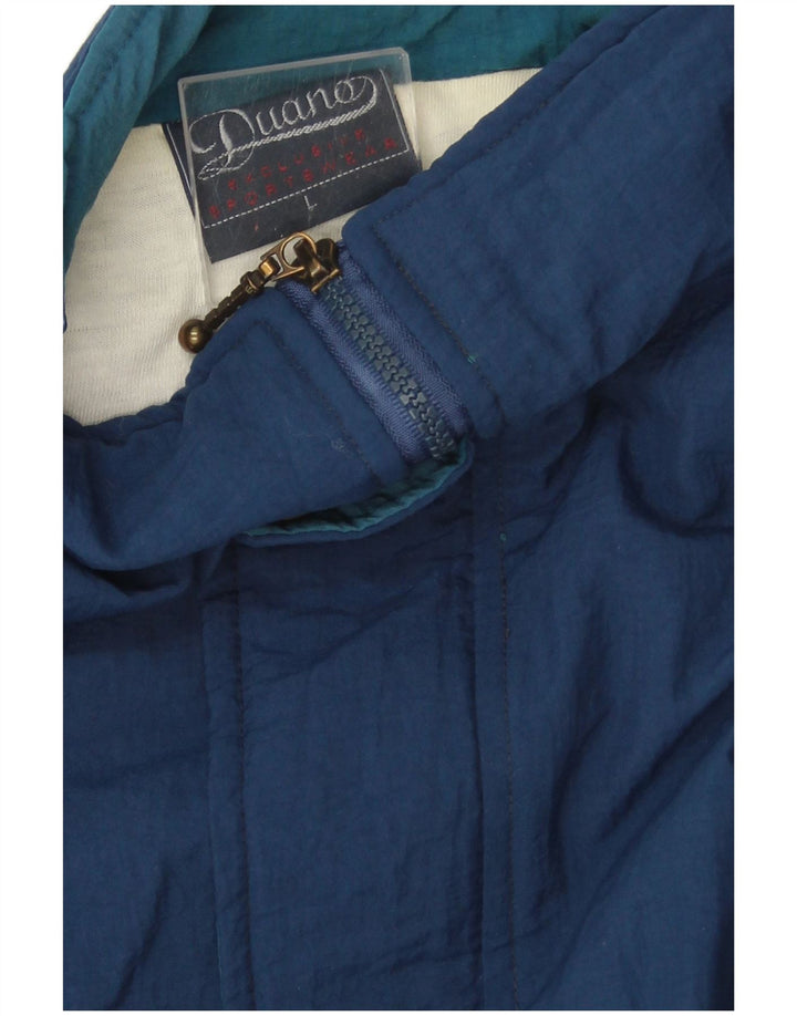 Jaqueta bomber masculina vintage UK 40 grande bloco colorido azul marinho nylon