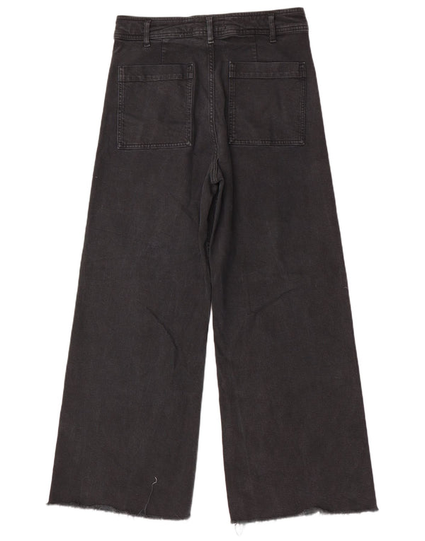 Zara Jeans feminino The Marine Straight Wide Leg EU 42 Grande W32 L29 Preto