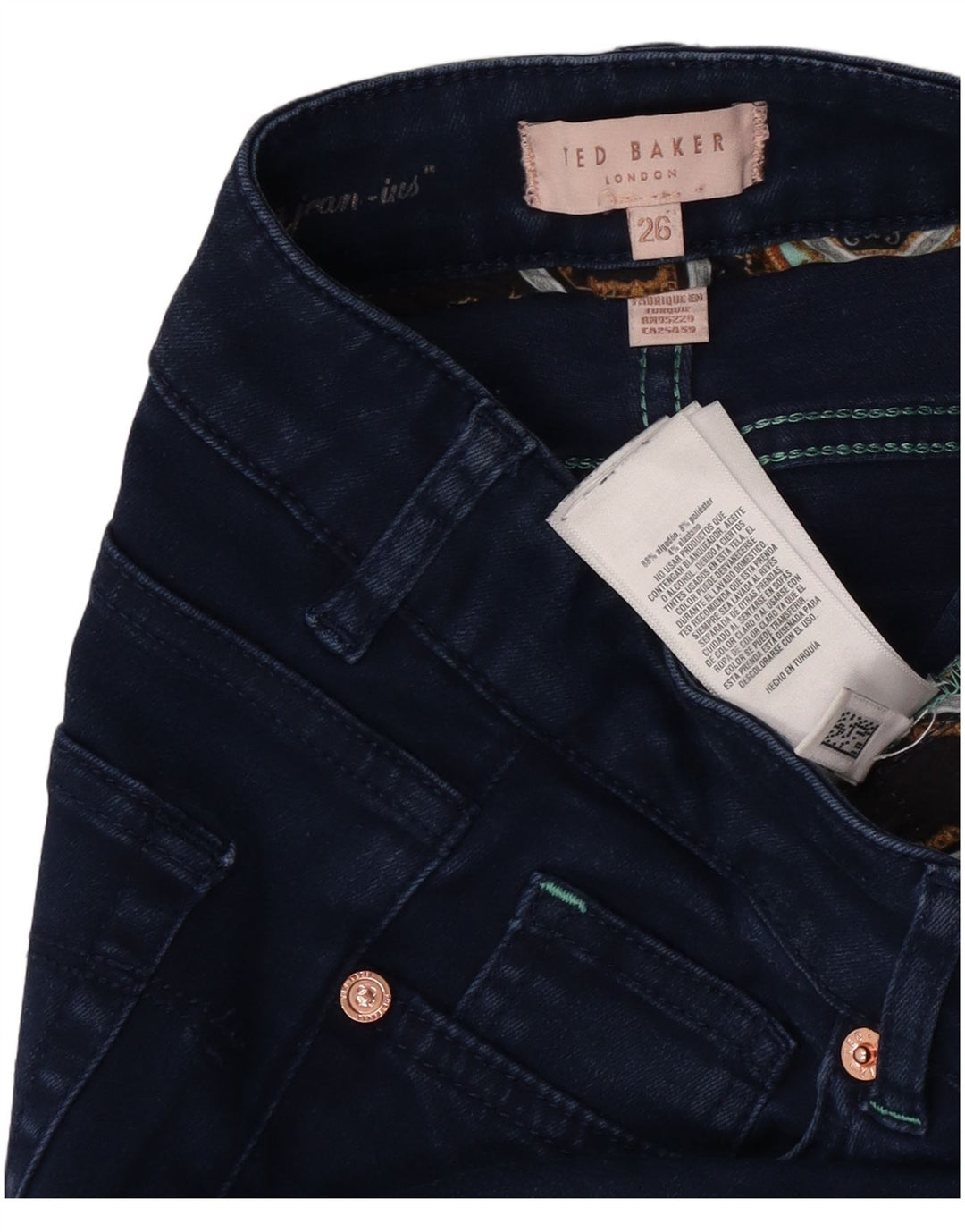 Jeans skinny feminino Ted Baker W26 L26 algodão azul marinho