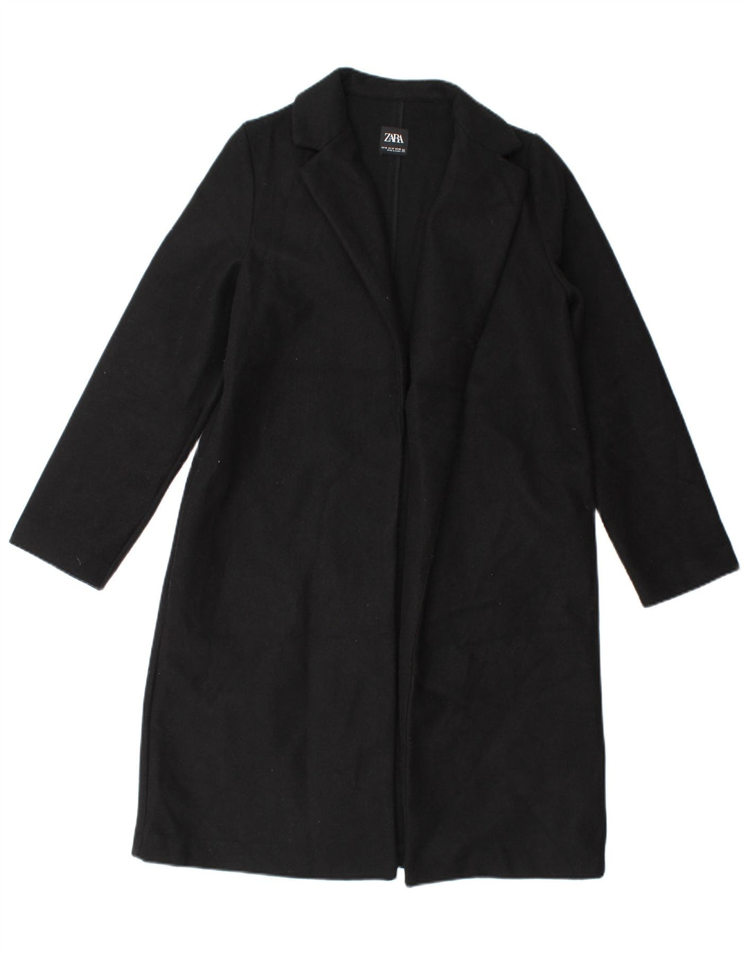Sobretudo aberto feminino Zara UK 14 poliéster preto médio