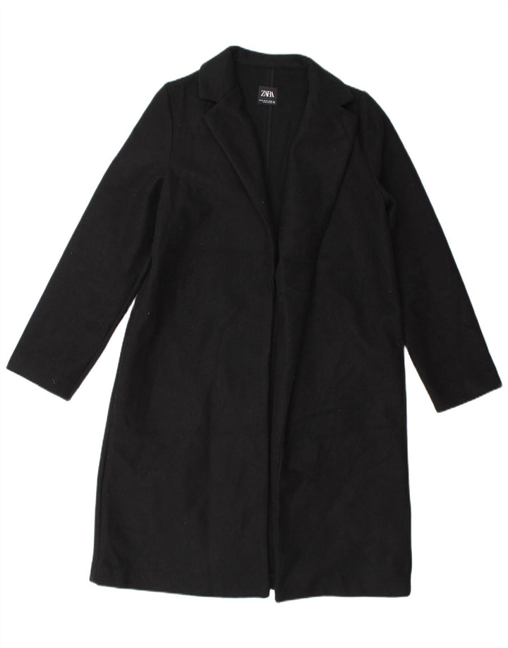 Sobretudo aberto feminino Zara UK 14 poliéster preto médio