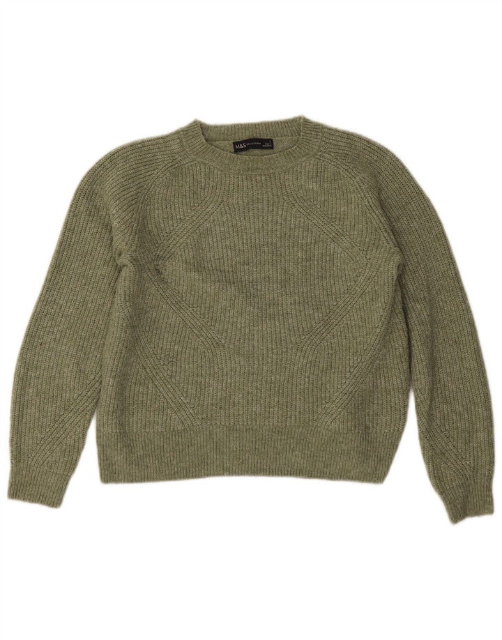 Suéter feminino Marks & Spencer com gola canoa Reino Unido 10 pequeno cáqui