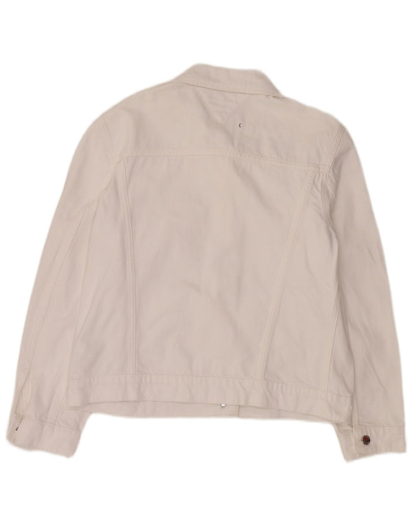 Jaqueta jeans feminina Tommy Hilfiger US 12 grande algodão branco