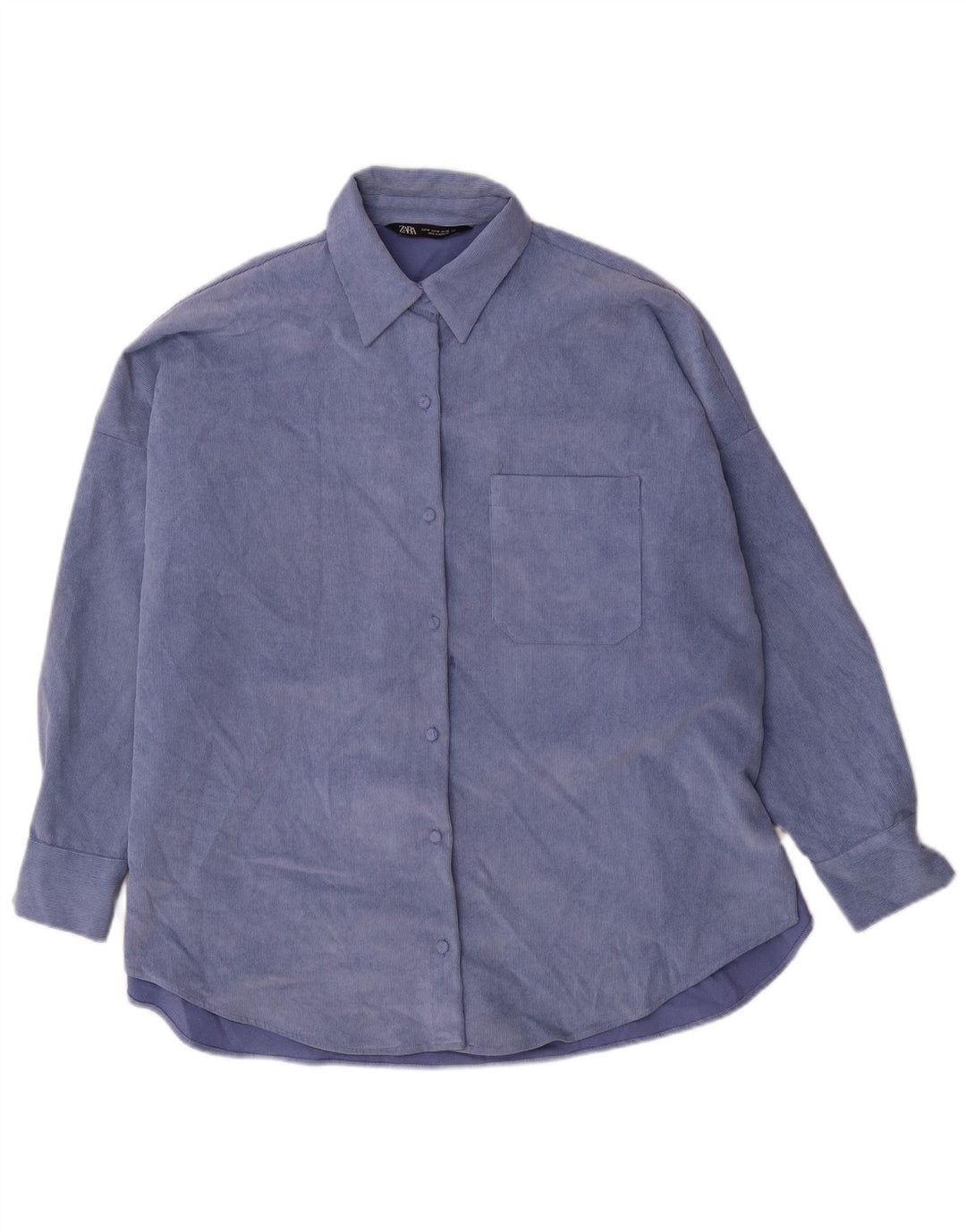 Zara Camiseta feminina oversized Reino Unido 14 poliéster azul médio