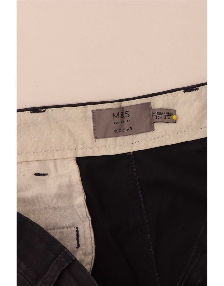 Calça chino masculina Marks & Spencer regular W36 L31 algodão azul marinho