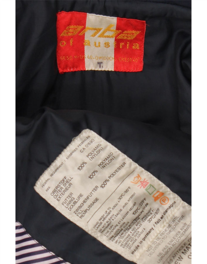 Jaqueta de esqui masculina Anba EU 50 grande nylon listrado azul marinho