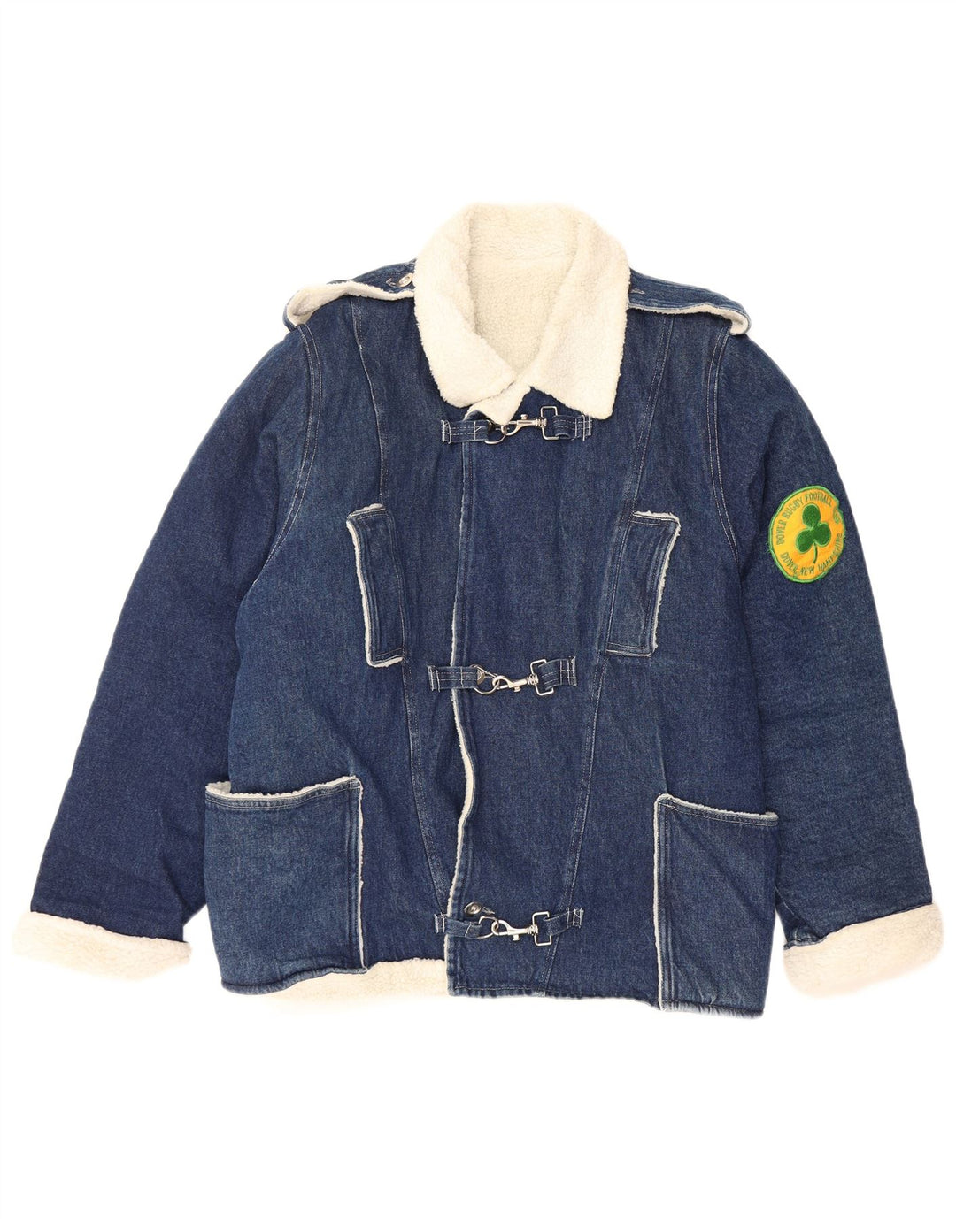 Jaqueta jeans VINTAGE masculina Dover Sherpa Reino Unido 40 grande azul