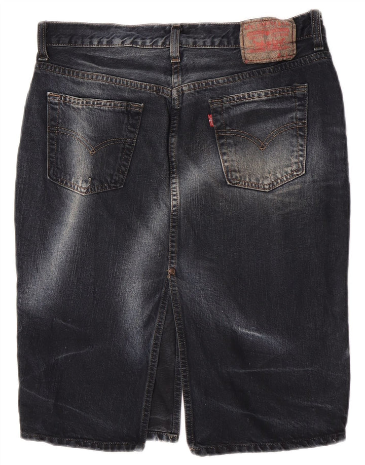 Saia jeans feminina Levi's grande W32 algodão azul marinho