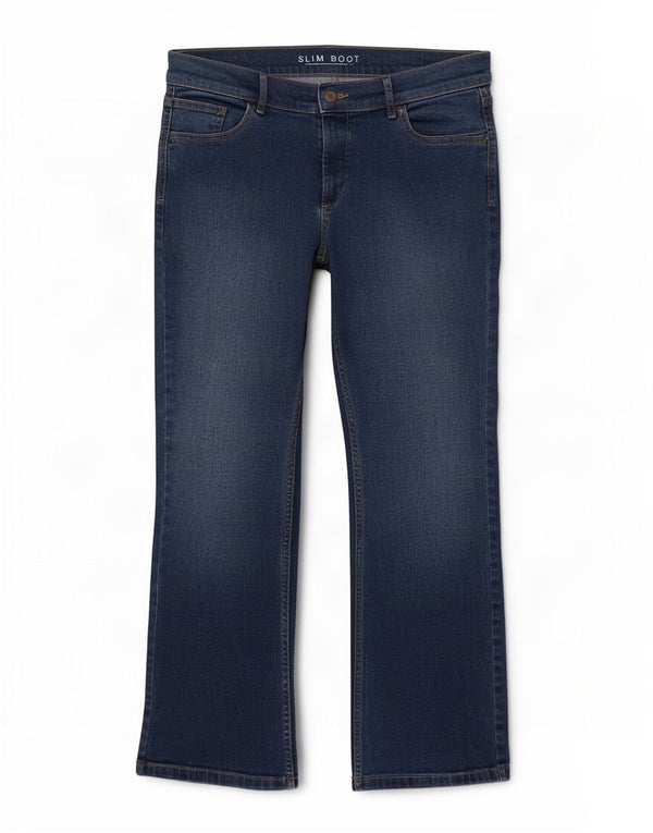 Jeans Marks & Spencer feminino slim bootcut Reino Unido 14 grande W33 L27 algodão azul