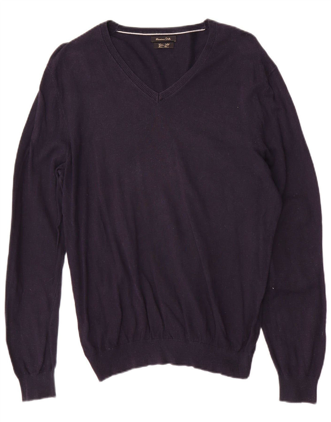 MASSIMO DUTTI Womens V-Neck Jumper Sweater UK 16 Large Navy Blue