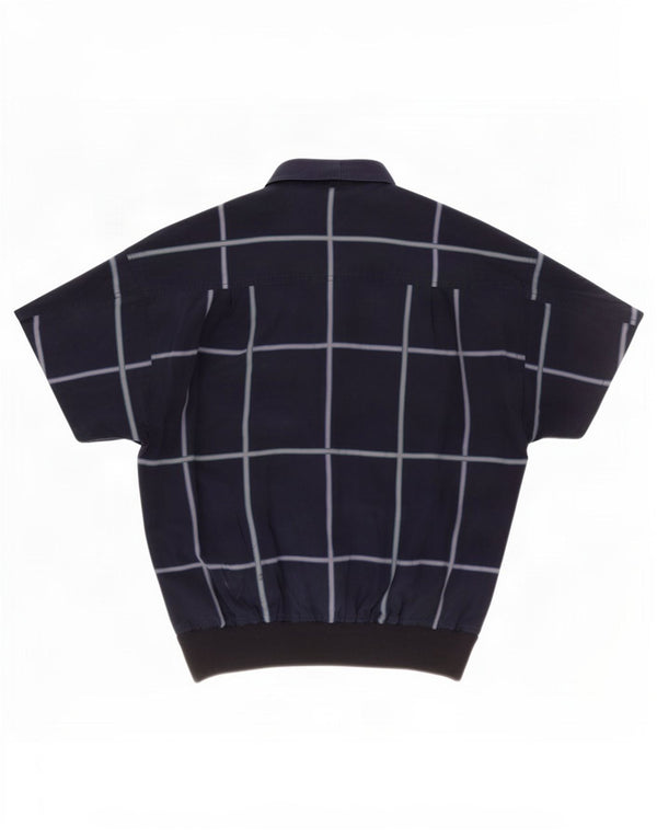 Pulôver masculino vintage de manga curta tamanho 38 xadrez azul marinho médio