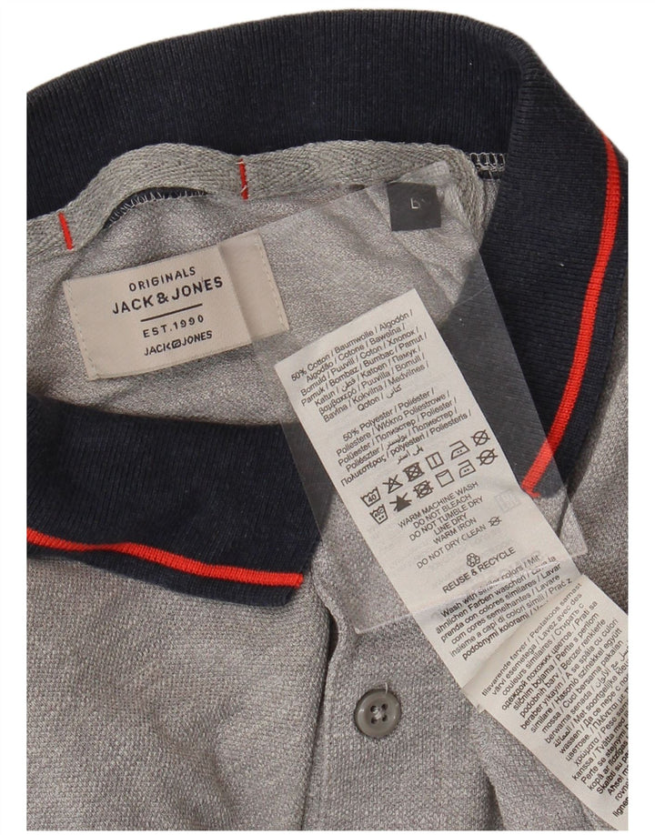 Camisa polo masculina JACK & JONES grande algodão cinza