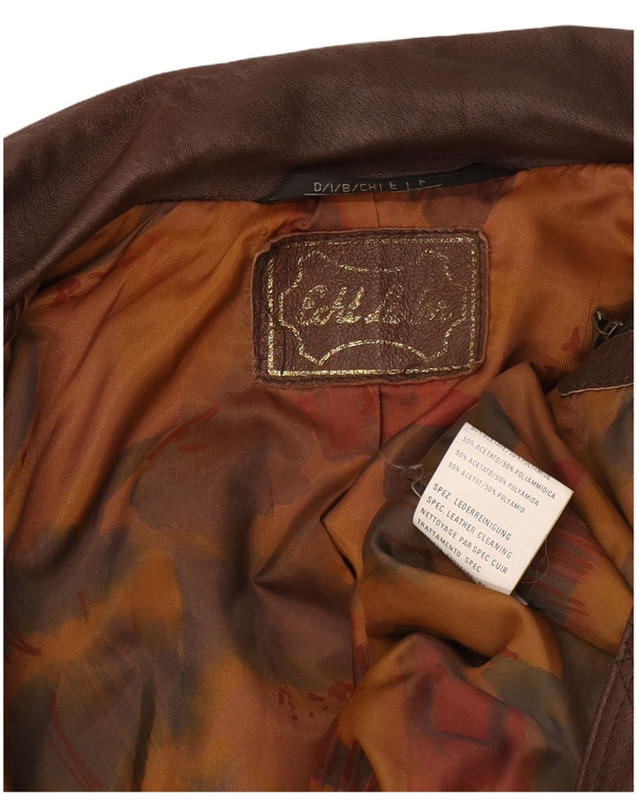 Jaqueta de couro masculina vintage UK 38 couro marrom médio retrô